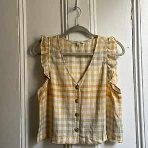 Madewell Yellow Gingham Button Tank